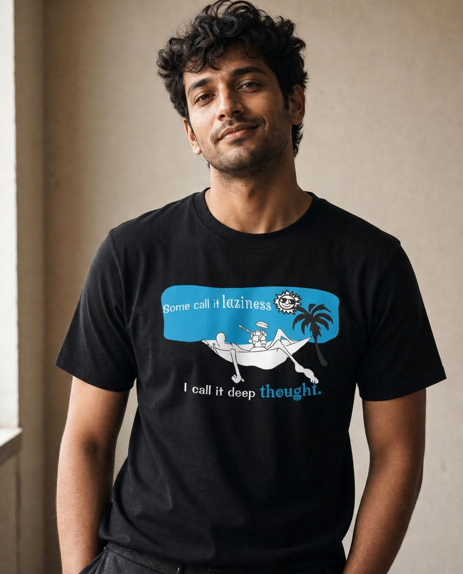 Model wearing an Offbeat graphic tee